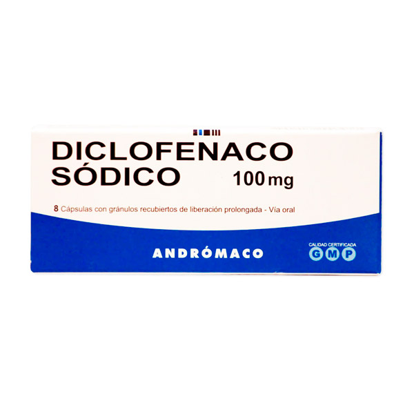 diclofenaco sódico 100 mg 8 cápsulas andromaco