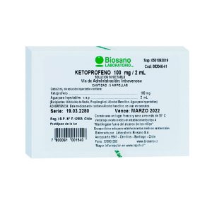 Ketoprofeno Solución Inyectable 100 mg/2 ml x 5