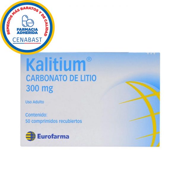 kalitium carbonato de litio 300 mg 50 comprimidos recubiertos eurofarma