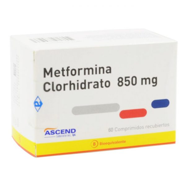 Metformina Clorhidrato 850 mg 60 comprimidos Ascend