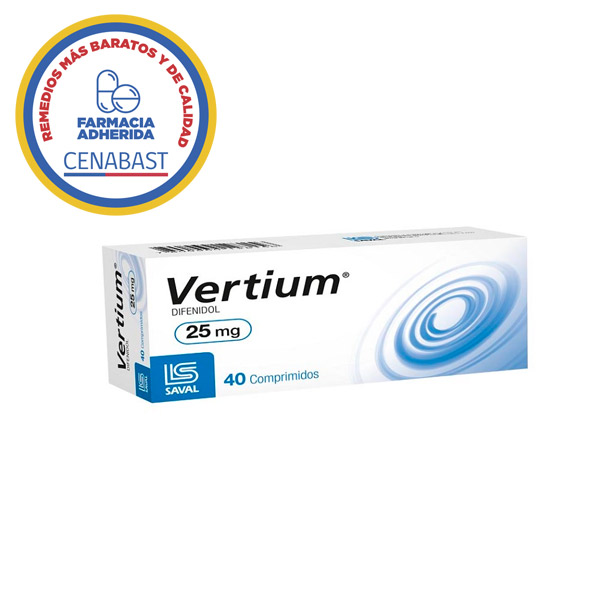Vertium difenidol 25 mg 40 comprimidos Saval Ley Cenabast