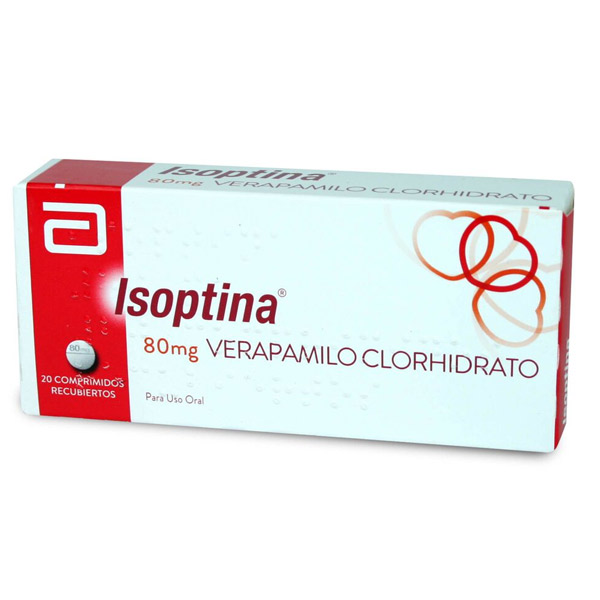 isoptina verapamilo clorhidrato 80 mg 20 comprimidos recubiertos